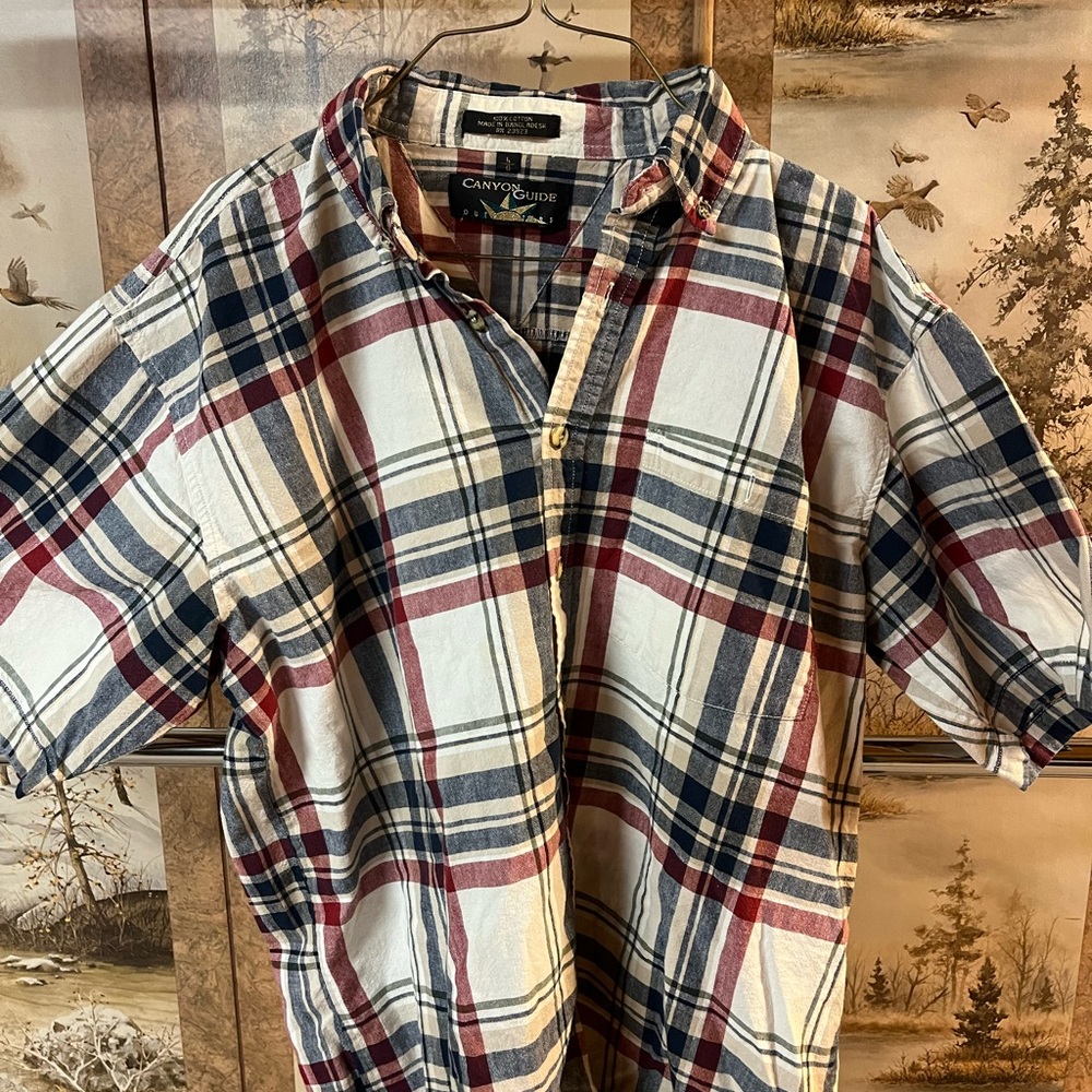 Men's Red and Blue Plaid Shirt